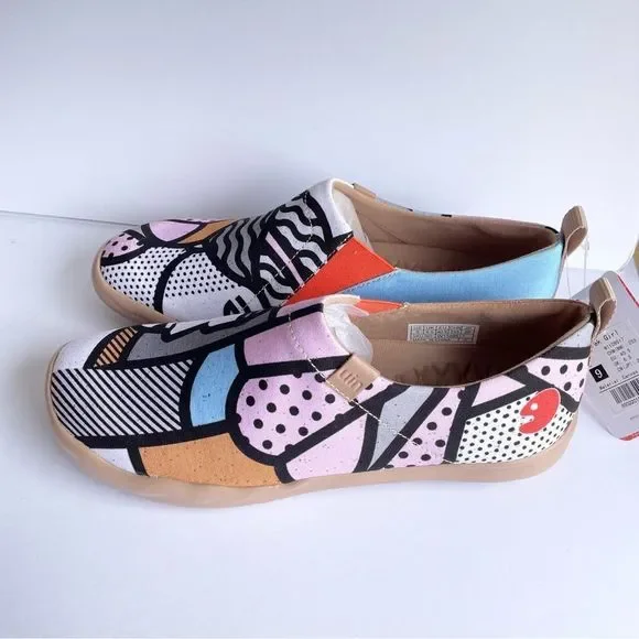 NWT UIN Slip On Shoes Canvas Comfortable Loafers Greek Girl - Picture 3 of 7